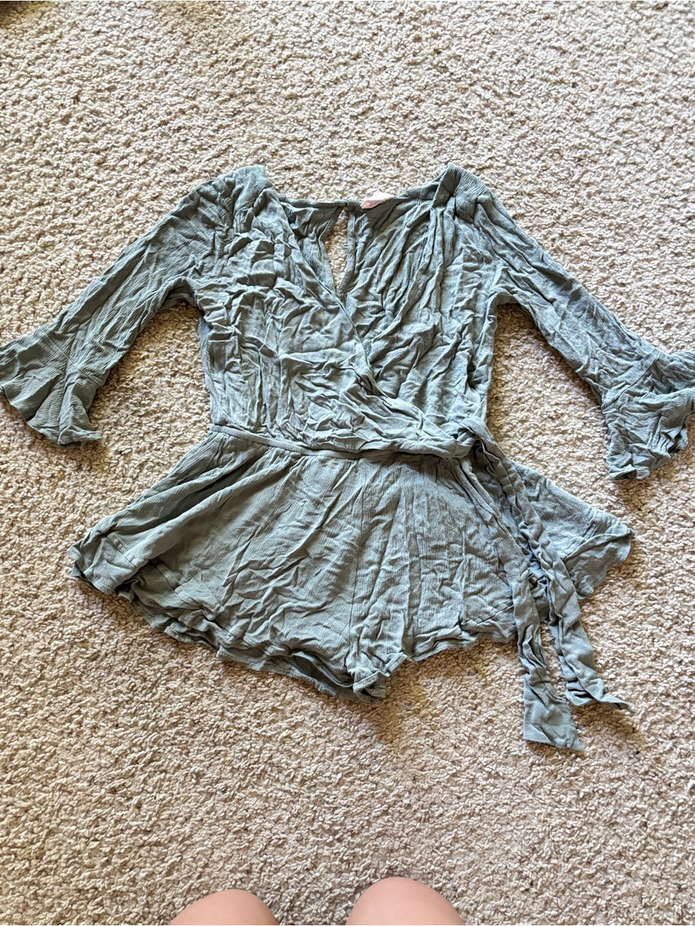Showpo Light Sage Green Wrap Romper US 6